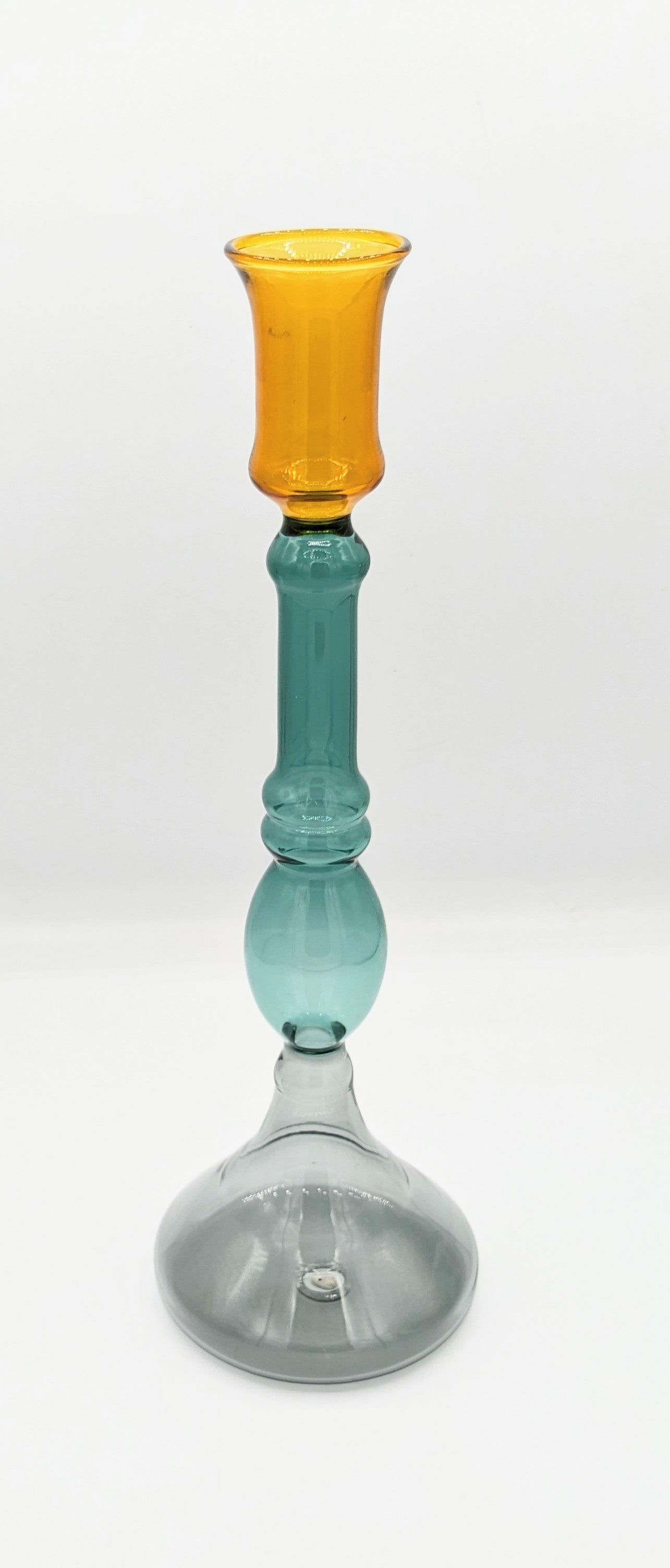Coloured glass candlestick