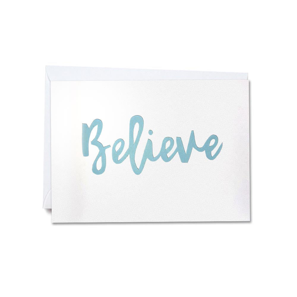 Hand-cut greetings cards of good cheer - Believe - Clare Laughland at Home 